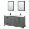 Custom image for Dark Gray with Matte Black Trim / White Cultured Marble, Rectangular Sink / Medicine Cabinets