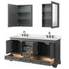 Custom image for Dark Gray with Matte Black Trim / White Cultured Marble, Rectangular Sink / Medicine Cabinets