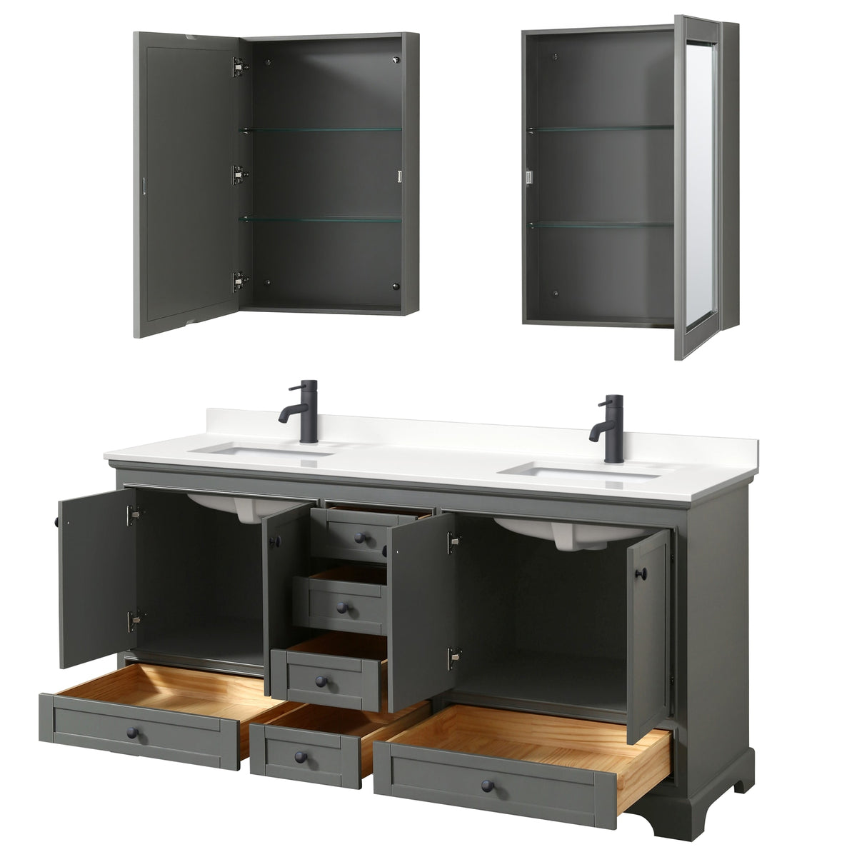 Deborah Bathroom Vanity with Countertop 72 inch Double Sink Single hol ...