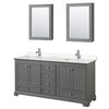 Custom image for Dark Gray with Polished Chrome Trim / Carrara Cultured Marble, Rectangular Sink / Medicine Cabinets