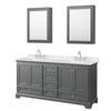 Custom image for Dark Gray with Polished Chrome Trim / Carrara Cultured Marble, Rectangular Sink / Medicine Cabinets
