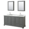 Custom image for Dark Gray with Polished Chrome Trim / White Carrara Marble, Oval Sink / Medicine Cabinets