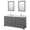 Custom image for Dark Gray with Polished Chrome Trim / White Carrara Marble, Rectangular Sink / 24
