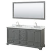 Custom image for Dark Gray with Polished Chrome Trim / White Carrara Marble, Rectangular Sink / 70