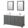Custom image for Dark Gray with Polished Chrome Trim / Giotto Quartz, Rectangular Sink / Medicine Cabinets
