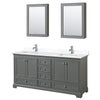 Custom image for Dark Gray with Polished Chrome Trim / White Cultured Marble, Rectangular Sink / Medicine Cabinets