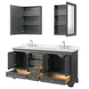 Custom image for Dark Gray with Polished Chrome Trim / White Cultured Marble, Rectangular Sink / Medicine Cabinets