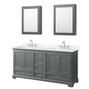 Custom image for Dark Gray with Polished Chrome Trim / White Cultured Marble, Rectangular Sink / Medicine Cabinets