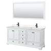 Custom image for White with Matte Black Trim / Carrara Cultured Marble, Rectangular Sink / 70