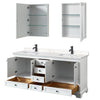 Custom image for White with Matte Black Trim / Carrara Cultured Marble, Rectangular Sink / Medicine Cabinets