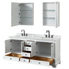 Custom image for White with Matte Black Trim / White Carrara Marble, Rectangular Sink / Medicine Cabinets
