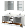 Custom image for White with Matte Black Trim / Giotto Quartz, Rectangular Sink / Medicine Cabinets