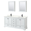 Custom image for White with Matte Black Trim / Giotto Quartz, Rectangular Sink / Medicine Cabinets