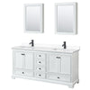 Custom image for White with Matte Black Trim / White Cultured Marble, Rectangular Sink / Medicine Cabinets