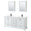 Custom image for White with Matte Black Trim / White Quartz, Rectangular Sink / Medicine Cabinets