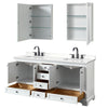 Custom image for White with Matte Black Trim / White Quartz, Rectangular Sink / Medicine Cabinets