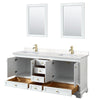 Custom image for White with Brushed Gold Trim / Carrara Cultured Marble, Rectangular Sink / 24