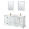 Custom image for White with Brushed Gold Trim / Carrara Cultured Marble, Rectangular Sink / 24