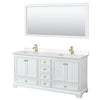 Custom image for White with Brushed Gold Trim / Carrara Cultured Marble, Rectangular Sink / 70