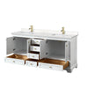 Custom image for White with Brushed Gold Trim / Carrara Cultured Marble, Rectangular Sink / No Mirror