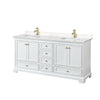 Custom image for White with Brushed Gold Trim / Carrara Cultured Marble, Rectangular Sink / No Mirror