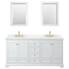 Custom image for White with Brushed Gold Trim / Carrara Cultured Marble, Rectangular Sink / 24