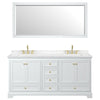 Custom image for White with Brushed Gold Trim / Carrara Cultured Marble, Rectangular Sink / 70