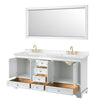 Custom image for White with Brushed Gold Trim / Carrara Cultured Marble, Rectangular Sink / 70