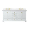 Custom image for White with Brushed Gold Trim / Carrara Cultured Marble, Rectangular Sink / No Mirror
