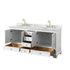 Custom image for White with Brushed Gold Trim / White Carrara Marble, Oval Sink / No Mirror