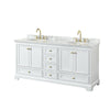 Custom image for White with Brushed Gold Trim / White Carrara Marble, Oval Sink / No Mirror