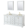 Custom image for White with Brushed Gold Trim / White Carrara Marble, Rectangular Sink / Medicine Cabinets