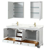 Custom image for White with Brushed Gold Trim / Giotto Quartz, Rectangular Sink / Medicine Cabinets