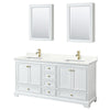 Custom image for White with Brushed Gold Trim / Giotto Quartz, Rectangular Sink / Medicine Cabinets