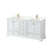 Custom image for White with Brushed Gold Trim / Giotto Quartz, Rectangular Sink / No Mirror