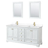 Custom image for White with Brushed Gold Trim / White Cultured Marble, Rectangular Sink / 24