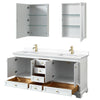 Custom image for White with Brushed Gold Trim / White Cultured Marble, Rectangular Sink / Medicine Cabinets