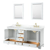 Custom image for White with Brushed Gold Trim / White Cultured Marble, Rectangular Sink / 24