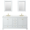 Custom image for White with Brushed Gold Trim / White Cultured Marble, Rectangular Sink / Medicine Cabinets