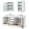 Custom image for White with Brushed Gold Trim / White Cultured Marble, Rectangular Sink / Medicine Cabinets