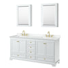 Custom image for White with Brushed Gold Trim / White Cultured Marble, Rectangular Sink / Medicine Cabinets