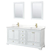 Custom image for White with Brushed Gold Trim / White Quartz, Rectangular Sink / 24
