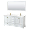 Custom image for White with Brushed Gold Trim / White Quartz, Rectangular Sink / 70
