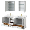 Custom image for White with Brushed Gold Trim / White Quartz, Rectangular Sink / Medicine Cabinets
