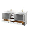 Custom image for White with Brushed Gold Trim / White Quartz, Rectangular Sink / No Mirror