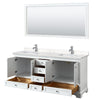 Custom image for White with Polished Chrome Trim / Carrara Cultured Marble, Rectangular Sink / 70