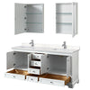 Custom image for White with Polished Chrome Trim / Carrara Cultured Marble, Rectangular Sink / Medicine Cabinets