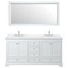 Custom image for White with Polished Chrome Trim / Carrara Cultured Marble, Rectangular Sink / 70