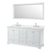 Custom image for White with Polished Chrome Trim / Carrara Cultured Marble, Rectangular Sink / 70