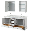 Custom image for White with Polished Chrome Trim / White Carrara Marble, Oval Sink / Medicine Cabinets